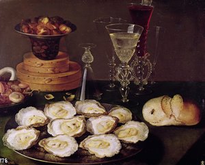 Stilleven met oesters en glazen, 1606